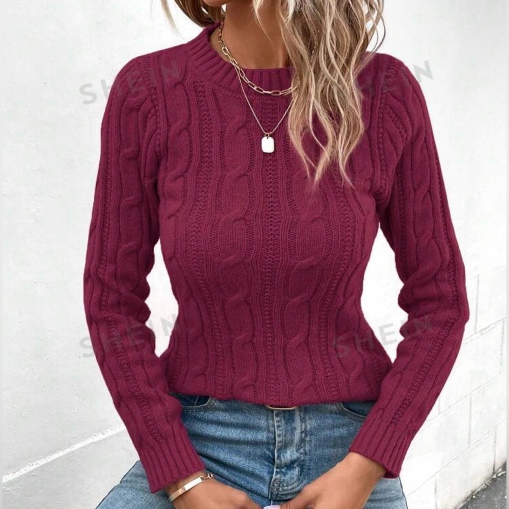 SHEIN Women’s Solid Crew Neck Sweater